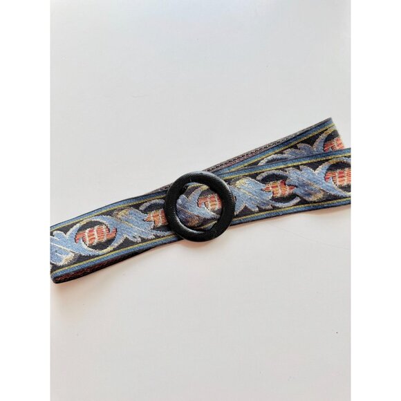 Vintage Unbranded Blue Red Woven Jacquard Adjustable Waist Belt, One Size - Picture 2 of 12